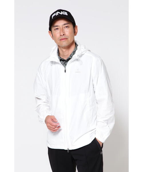 新品　タグ付き　M 白　ピン　PING APPAREL ブルゾン　定価24200 セール】【PING APPAREL】デジタルノイズプリントリップ 撥水総