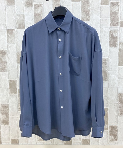 TopIsm（トップイズム）の「オーバーサイズ ドロップショルダー とろみドレープシャツ（シャツ/ブラウス・メンズ・グレイッシュブルー/ホワイト/ダークグリーン/ブラック・M/LL/L）」の15枚目の写真