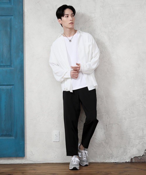 TopIsm（トップイズム）の「オーバーサイズ ドロップショルダー とろみドレープシャツ（シャツ/ブラウス・メンズ・グレイッシュブルー/ホワイト/ダークグリーン/ブラック・M/LL/L）」の20枚目の写真