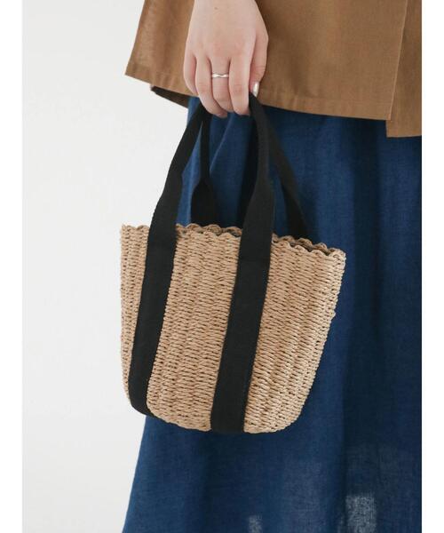 Samansa Mos2（サマンサ モスモス）の「ギンガム巾着カゴバッグ（ハンドバッグ・レディース・ブラック/オフホワイト・ﾌﾘ-）」の7枚目の写真