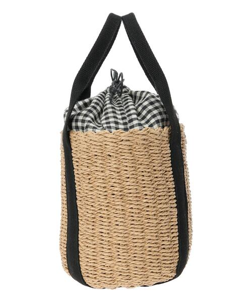 Samansa Mos2（サマンサ モスモス）の「ギンガム巾着カゴバッグ（ハンドバッグ・レディース・ブラック/オフホワイト・ﾌﾘ-）」の11枚目の写真