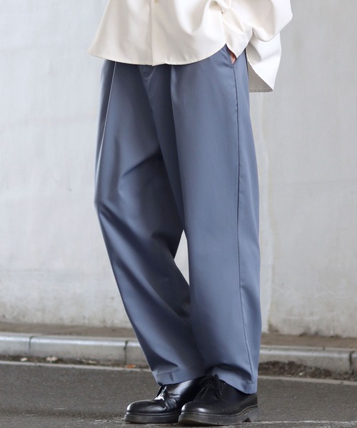 SITRY(シトリー)の「T/R wide tapered pants/ワイド テーパード パンツ(スラックス・メンズ・サックスブルー/カーキ/ブラック/グリーン/モカ/ベージュ・M/L/XL)」の6枚目の写真
