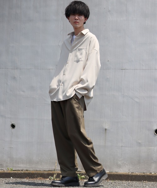 SITRY(シトリー)の「T/R wide tapered pants/ワイド テーパード パンツ(スラックス・メンズ・サックスブルー/カーキ/ブラック/グリーン/モカ/ベージュ・M/L/XL)」の22枚目の写真