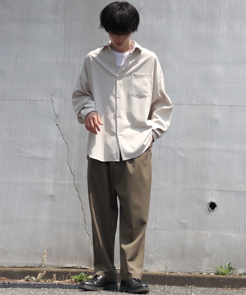 SITRY(シトリー)の「T/R wide tapered pants/ワイド テーパード パンツ(スラックス・メンズ・サックスブルー/カーキ/ブラック/グリーン/モカ/ベージュ・M/L/XL)」の21枚目の写真