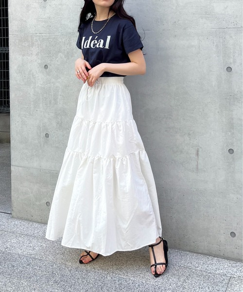 feepur（フェピュール）の「【TALL/2Tサイズあり】ドロストナイロンティアードスカート（スカート・レディース・ブラック/オフホワイト・MEDIUM/TALL/2T）」の8枚目の写真