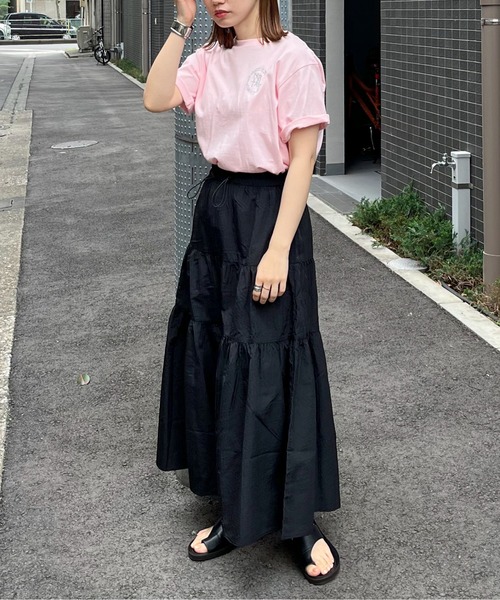 unminou ティアードスカート ブラック DIAVEL スカート モモンガサテンティアードスカート : ZOZOTOWN Yahoo