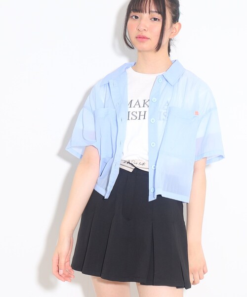 セール】【2点セットアイテム】半袖シアーシャツ+ロゴTシャツSET