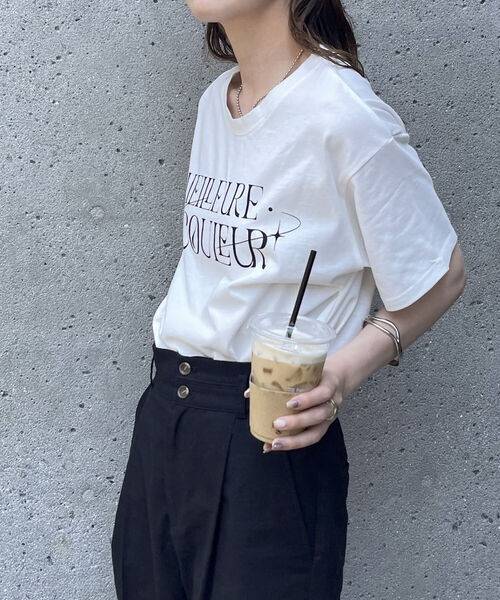 fredy emue（フレディエミュ）の「グラフィックプリントTシャツ（Tシャツ/カットソー・レディース・チャコールグレー/オフホワイト/ベビーピンク・38）」の10枚目の写真