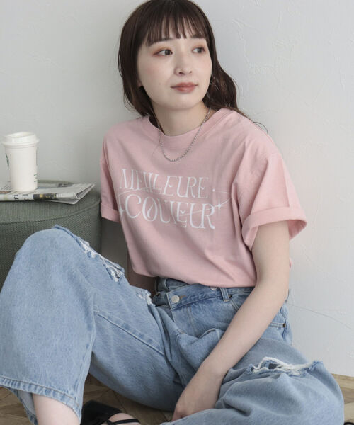 fredy emue（フレディエミュ）の「グラフィックプリントTシャツ（Tシャツ/カットソー・レディース・チャコールグレー/オフホワイト/ベビーピンク・38）」の20枚目の写真
