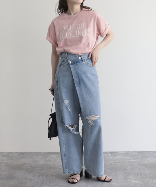 fredy emue（フレディエミュ）の「グラフィックプリントTシャツ（Tシャツ/カットソー・レディース・チャコールグレー/オフホワイト/ベビーピンク・38）」の6枚目の写真