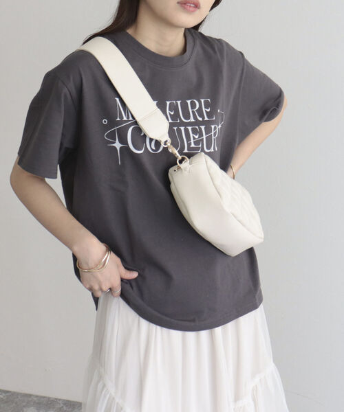 fredy emue（フレディエミュ）の「グラフィックプリントTシャツ（Tシャツ/カットソー・レディース・チャコールグレー/オフホワイト/ベビーピンク・38）」の7枚目の写真