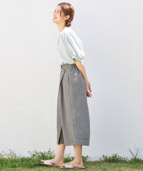 Viola e Viola(ヴィオラエヴィオラ)の「麻調ラップ風ガウチョパンツ(その他パンツ・レディース・スミクロ/グレイッシュベージュ・M/L/LL/3L)」の7枚目の写真