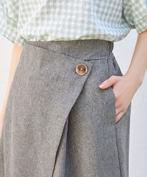 Viola e Viola(ヴィオラエヴィオラ)の「麻調ラップ風ガウチョパンツ(その他パンツ・レディース・スミクロ/グレイッシュベージュ・M/L/LL/3L)」の9枚目の写真