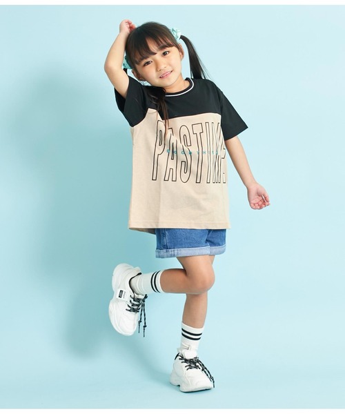 ANAP kids（アナップキッズ）の「バイカラービッグTシャツ【親子お揃い】（Tシャツ/カットソー・キッズ・ブルー系その他3/ブラック系その他/グリーン・130cm/110cm/120cm/100cm）」の18枚目の写真