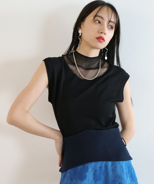 HARE（ハレ）の「シアーハイネックノースリーブニット(HARE)（T