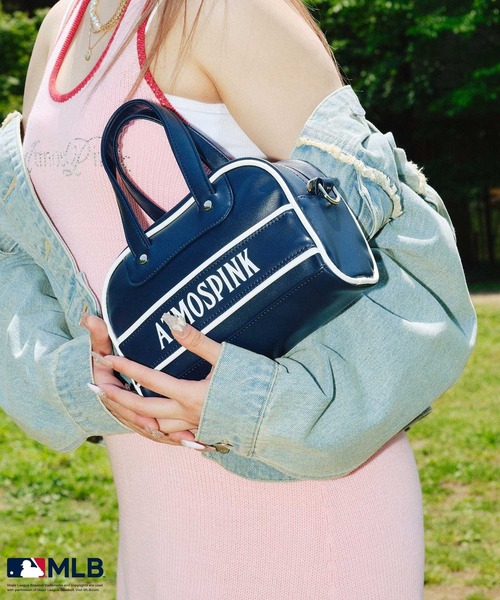 ロゼミューズ satin traveling boston bag ピンク