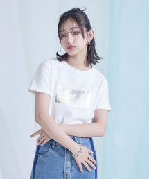 シルバー箔プリントTシャツ