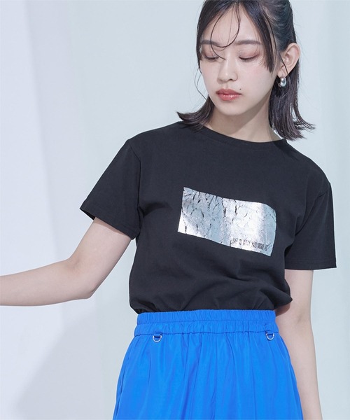 miette(ミエット)の「シルバー箔プリントTシャツ(Tシャツ/カットソー・レディース・ブラック/オフホワイト・FREE)」の13枚目の写真