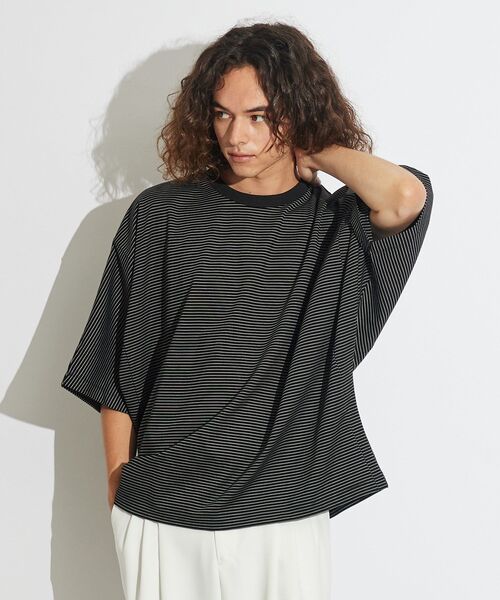 tk.TAKEO KIKUCHI（ティーケータケオキクチ）の「◆ポンチボーダー ムササビドルマンカットソー（Tシャツ/カットソー・メンズ・ブラック系2/ネイビー系2・88）」の6枚目の写真