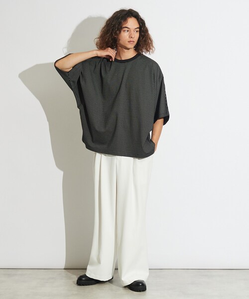 tk.TAKEO KIKUCHI（ティーケータケオキクチ）の「◆ポンチボーダー ムササビドルマンカットソー（Tシャツ/カットソー・メンズ・ブラック系2/ネイビー系2・88）」の12枚目の写真