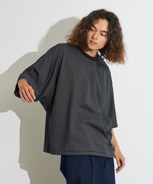 tk.TAKEO KIKUCHI（ティーケータケオキクチ）の「◆ポンチボーダー ムササビドルマンカットソー（Tシャツ/カットソー・メンズ・ブラック系2/ネイビー系2・88）」の21枚目の写真