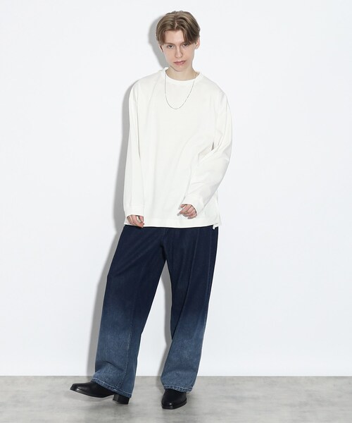 tk.TAKEO KIKUCHI(ティーケータケオキクチ)の「◆ネックレス付きクルーネックロンT(Tシャツ/カットソー・メンズ・オフホワイト/ブラック・02/03)」の13枚目の写真