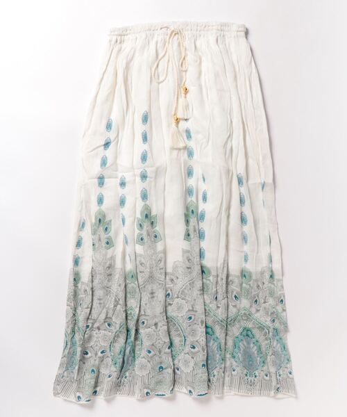 チャイハネ（チャイハネ）の「【チャイハネ】ジュピラロングスカート（スカート・レディース・オレンジ/ホワイト/パープル/ターコイズブルー/ブラック/イエロー/グリーン/ピンク・FREE）」の2枚目の写真