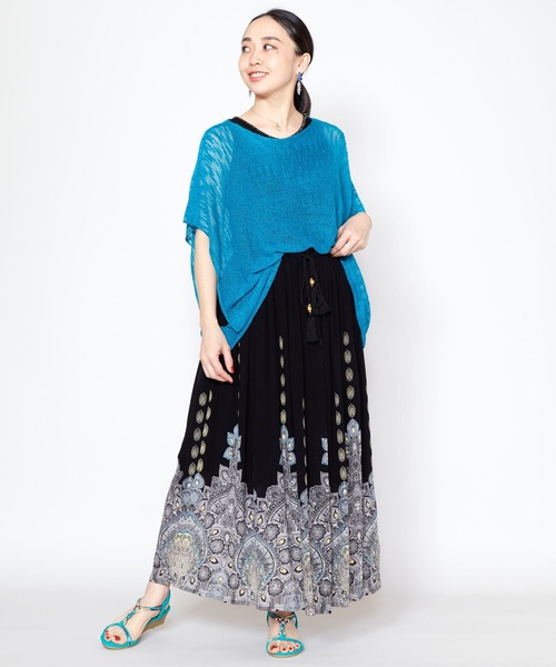 チャイハネ（チャイハネ）の「【チャイハネ】ジュピラロングスカート（スカート・レディース・オレンジ/ホワイト/パープル/ターコイズブルー/ブラック/イエロー/グリーン/ピンク・FREE）」の12枚目の写真