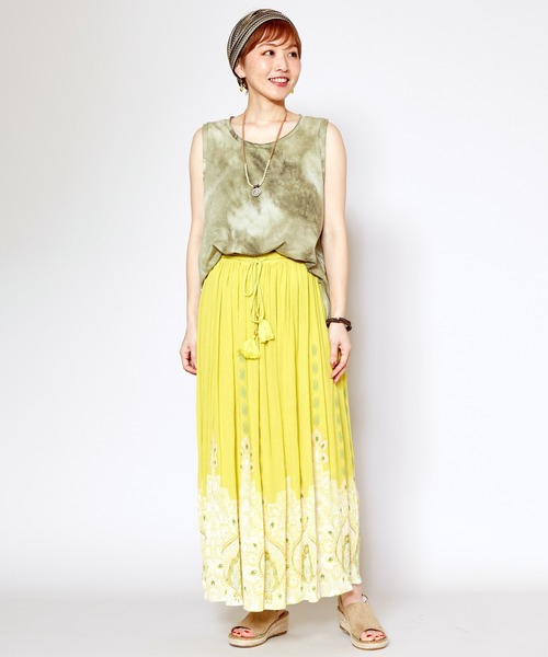 チャイハネ（チャイハネ）の「【チャイハネ】ジュピラロングスカート（スカート・レディース・オレンジ/ホワイト/パープル/ターコイズブルー/ブラック/イエロー/グリーン/ピンク・FREE）」の18枚目の写真