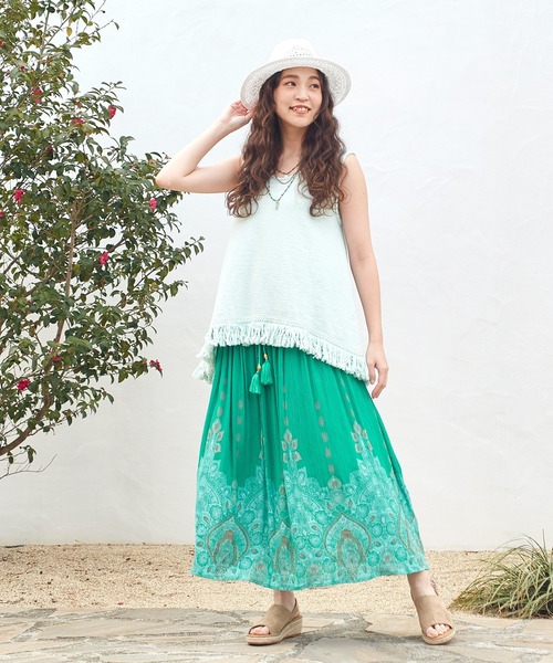 チャイハネ（チャイハネ）の「【チャイハネ】ジュピラロングスカート（スカート・レディース・オレンジ/ホワイト/パープル/ターコイズブルー/ブラック/イエロー/グリーン/ピンク・FREE）」の16枚目の写真