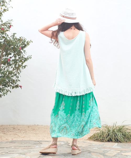 チャイハネ（チャイハネ）の「【チャイハネ】ジュピラロングスカート（スカート・レディース・オレンジ/ホワイト/パープル/ターコイズブルー/ブラック/イエロー/グリーン/ピンク・FREE）」の17枚目の写真