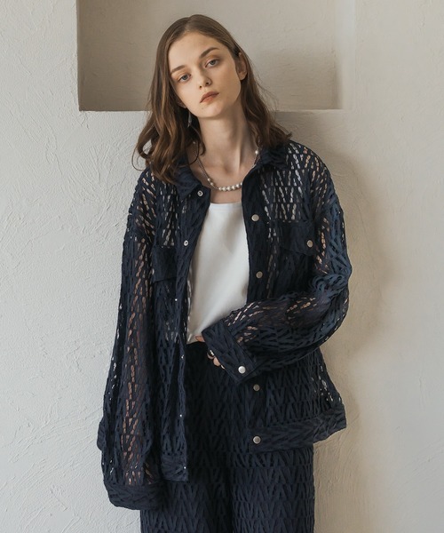 ジャケット・アウター TULLE SHEER SAILOR BLOUSON selle glant（セレグランテ）の「LACE SHEER BLOUSON / レース