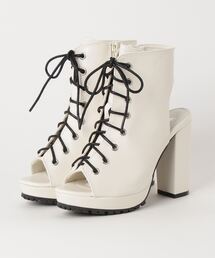 LOVEHUNTER/+10.5cm レースアップヒールブーツサンダル(1624)