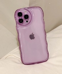 Mayree(メイリー)の【urge select】クリアカラー シンプル ウェーブデザイン ストラップホール iPhone/アイフォンケース(スマホケース/カバー)