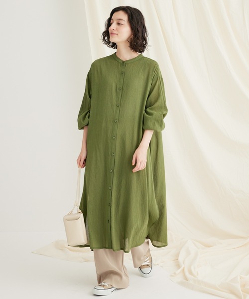 CRAFT STANDARD BOUTIQUE（クラフトスタンダードブティック）の「ヴィンテージボイル羽織ワンピース（ワンピース・レディース・アイボリー/カーキ/ブラック・FREE）」の3枚目の写真