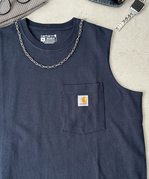 Carhartt(カーハート)の「Carhartt(カーハート)/ポケ付きタンクトップ USA規格 ルーズフィット ヘビーウェイト 6.4Oz オーバーサイズ コットン100%/Loose Fit Heavyweight Sleeveless Pocket T-Shirt(タンクトップ・メンズ・ブラック/グレー/ネイビー・M/S/L/XL)」の3枚目の写真