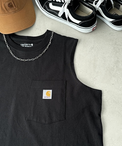 Carhartt(カーハート)の「Carhartt(カーハート)/ポケ付きタンクトップ USA規格 ルーズフィット ヘビーウェイト 6.4Oz オーバーサイズ コットン100%/Loose Fit Heavyweight Sleeveless Pocket T-Shirt(タンクトップ・メンズ・ブラック/グレー/ネイビー・M/S/L/XL)」の13枚目の写真