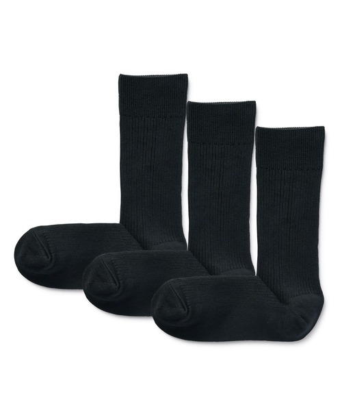 無印良品（ムジルシリョウヒン）の「足なり直角　サイズを選ばない　３足組リブ編み靴下（ソックス/靴下・メンズ・ブラック/ホワイト・22-28cm）」の2枚目の写真