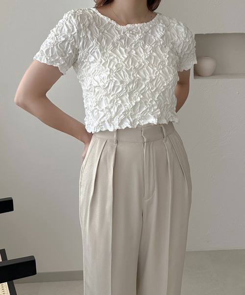 apres jour clair(アプレジュールクレア)の「【apres jour clair】クシュクシュトップス【ZOZOTOWN限定アイテム】(Tシャツ/カットソー・レディース・オフホワイト/ブラック・X-LARGE/フリー)」の13枚目の写真