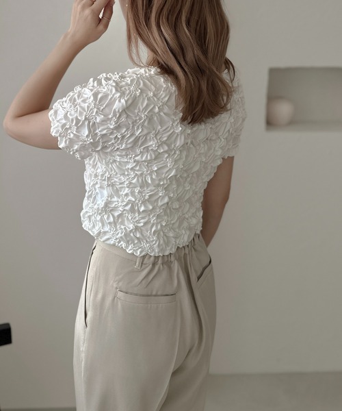 apres jour clair(アプレジュールクレア)の「【apres jour clair】クシュクシュトップス【ZOZOTOWN限定アイテム】(Tシャツ/カットソー・レディース・オフホワイト/ブラック・X-LARGE/フリー)」の15枚目の写真