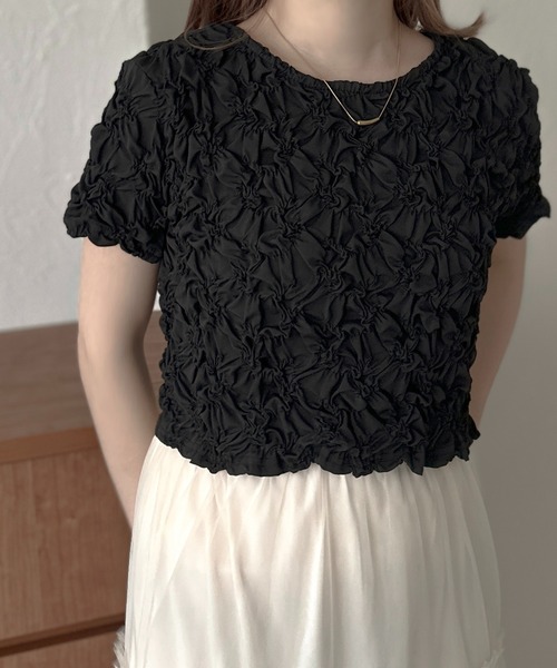 apres jour clair(アプレジュールクレア)の「【apres jour clair】クシュクシュトップス【ZOZOTOWN限定アイテム】(Tシャツ/カットソー・レディース・オフホワイト/ブラック・X-LARGE/フリー)」の18枚目の写真