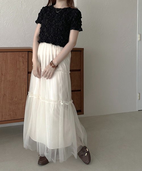 apres jour clair(アプレジュールクレア)の「【apres jour clair】クシュクシュトップス【ZOZOTOWN限定アイテム】(Tシャツ/カットソー・レディース・オフホワイト/ブラック・X-LARGE/フリー)」の20枚目の写真