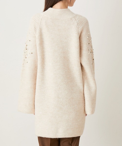 VIS（ビス）の「パール＆ビーズアクセントスリーブミニ丈ニットワンピース（ワンピース・レディース・チャコールグレー/ライトグリーン/ホワイト系その他5/レッド・FREE）」の14枚目の写真