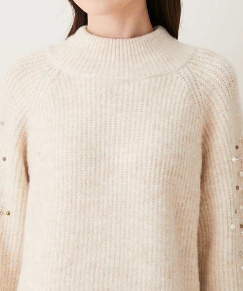 VIS（ビス）の「パール＆ビーズアクセントスリーブミニ丈ニットワンピース（ワンピース・レディース・チャコールグレー/ライトグリーン/ホワイト系その他5/レッド・FREE）」の15枚目の写真