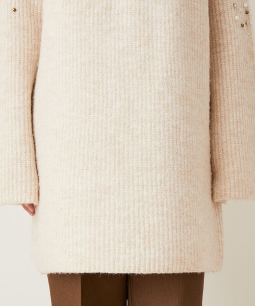 VIS（ビス）の「パール＆ビーズアクセントスリーブミニ丈ニットワンピース（ワンピース・レディース・チャコールグレー/ライトグリーン/ホワイト系その他5/レッド・FREE）」の17枚目の写真