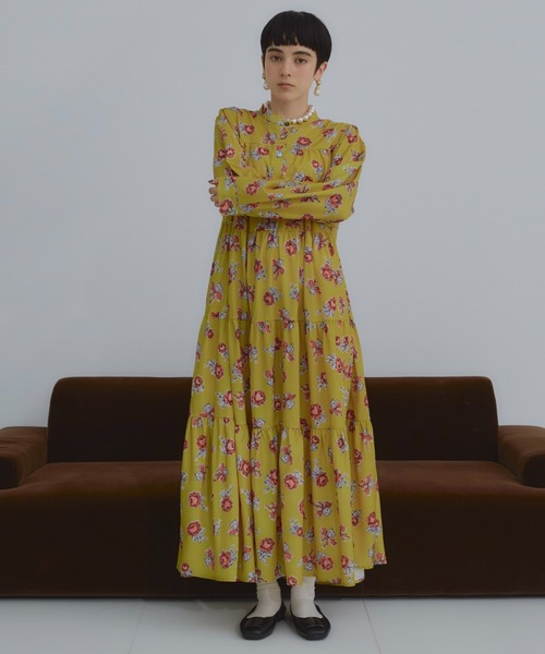 vintageネコ柄ティアードワンピース（ワンピース）｜manana