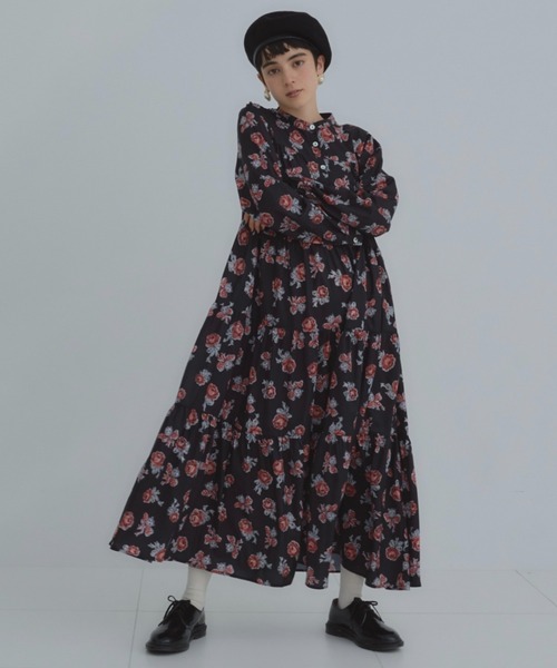 vintageネコ柄ティアードワンピース（ワンピース）｜manana suerte