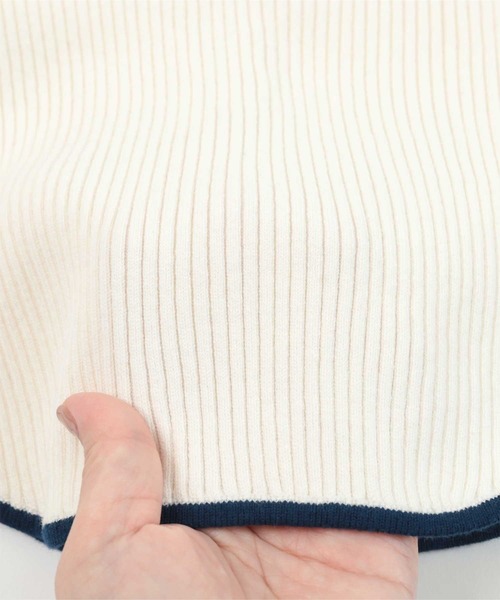 miette(ミエット)の「ラウンドヘムショートリブニット(ニット/セーター・レディース・ブラック/アイボリー/レッド・FREE)」の15枚目の写真