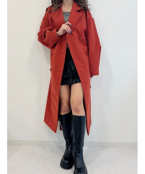 DURAS（デュラス）の「袖ボリュームオーバーコート（チェスターコート・レディース・オレンジ/ブラック/ホワイト・FREE）」の18枚目の写真