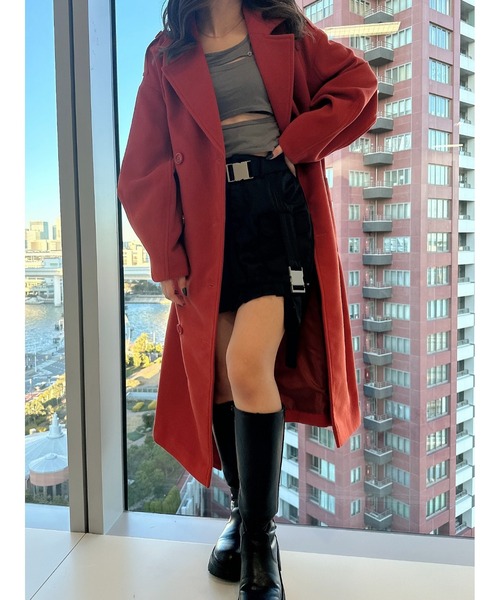 DURAS（デュラス）の「袖ボリュームオーバーコート（チェスターコート・レディース・オレンジ/ブラック/ホワイト・FREE）」の22枚目の写真